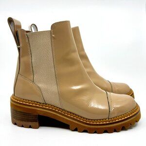See by Chloé Women's Sz 38 EU Beige Pull On Mallory Chelsea Boots